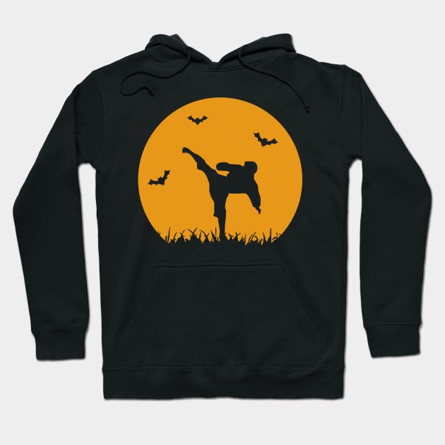 Karate Martial Arts Fighting Halloween Silhouette Hoodie by charlescheshire